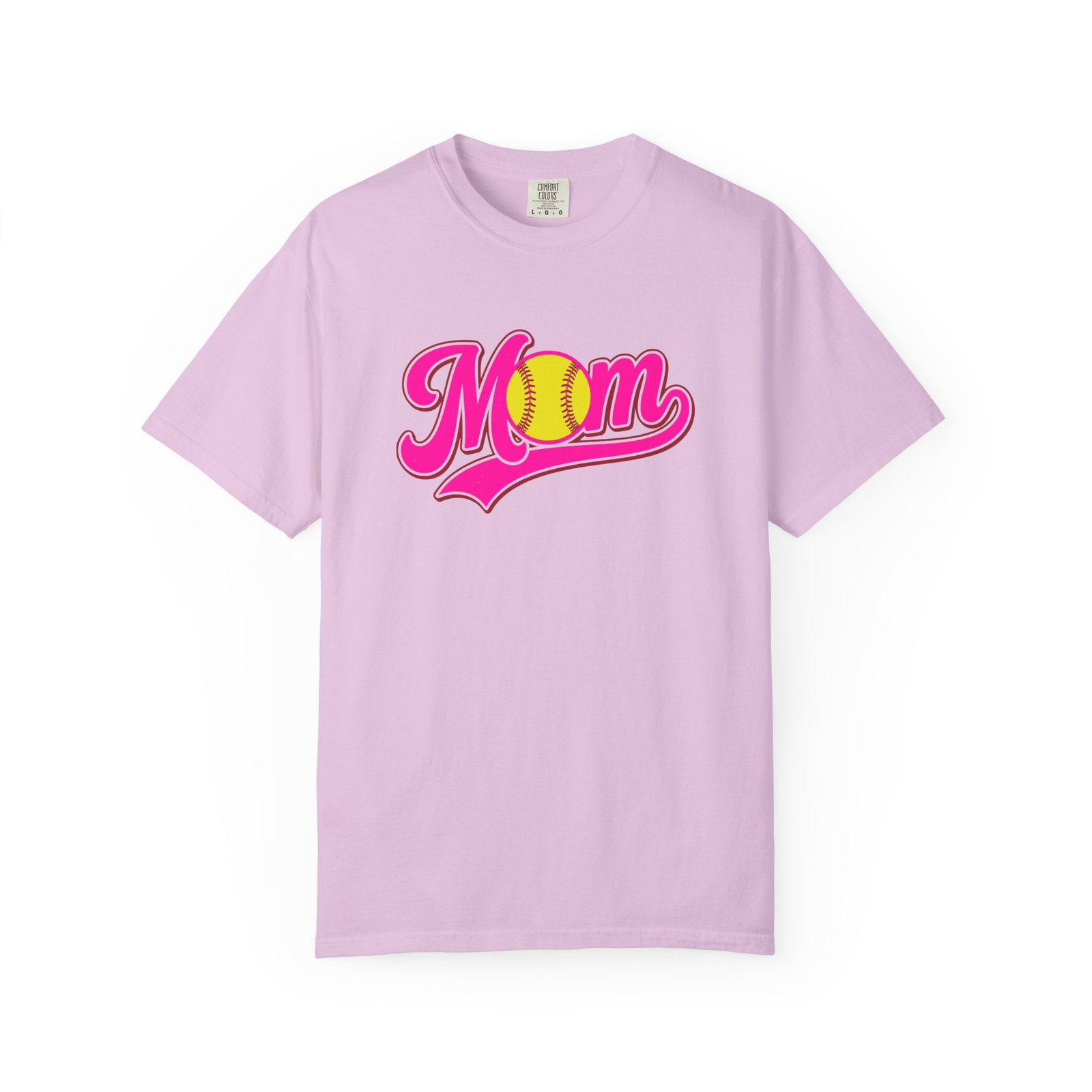 softball mom t shirt pink retro script mom with softball graphic on comfort colors 1717 tee