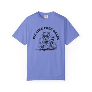 we like free bases softball raccoon graphic on comfort colors 1717 tee