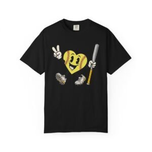 softball heart figure t‑shirt – cute retro softball love design on comfort colors tee