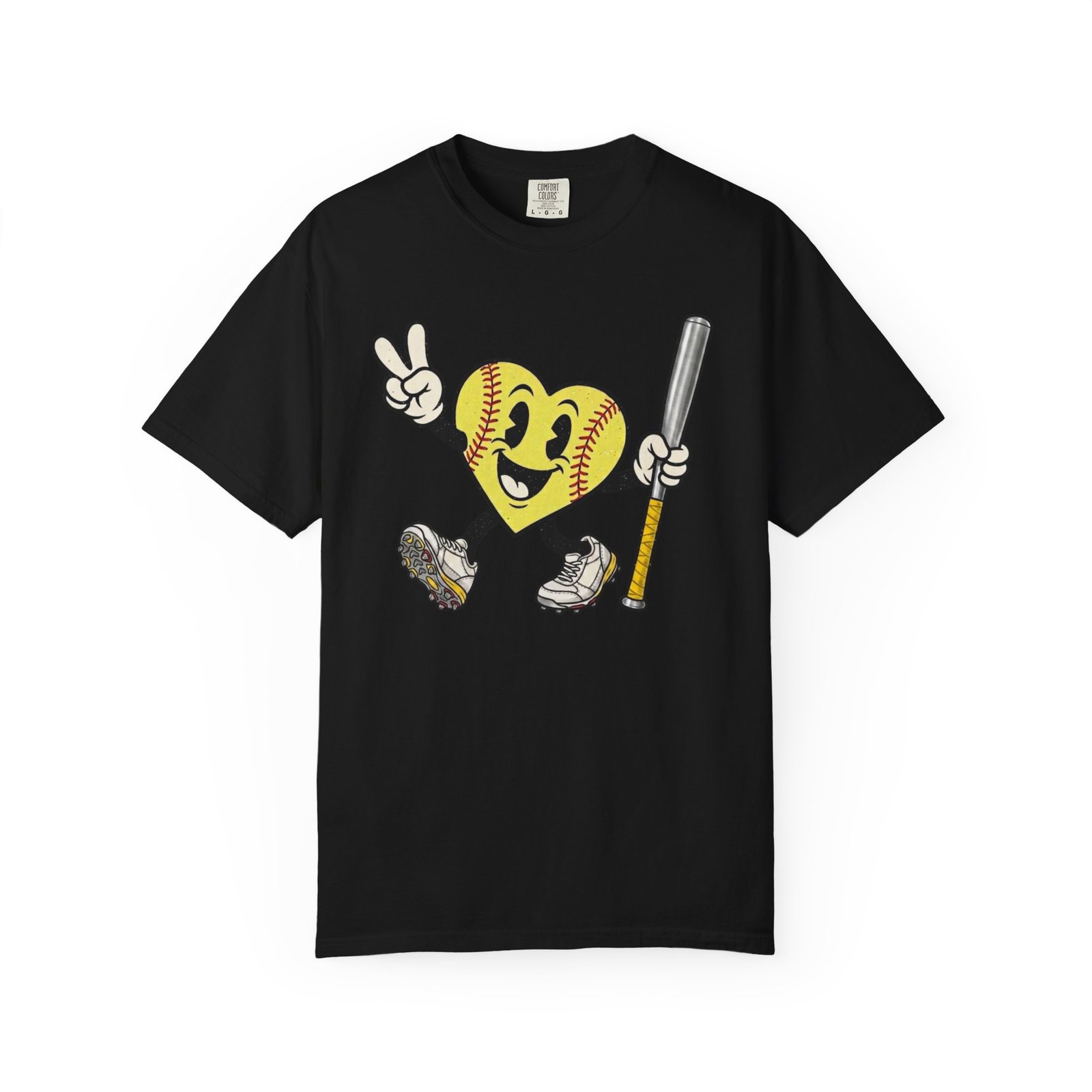 softball heart figure t‑shirt – cute retro softball love design on comfort colors tee