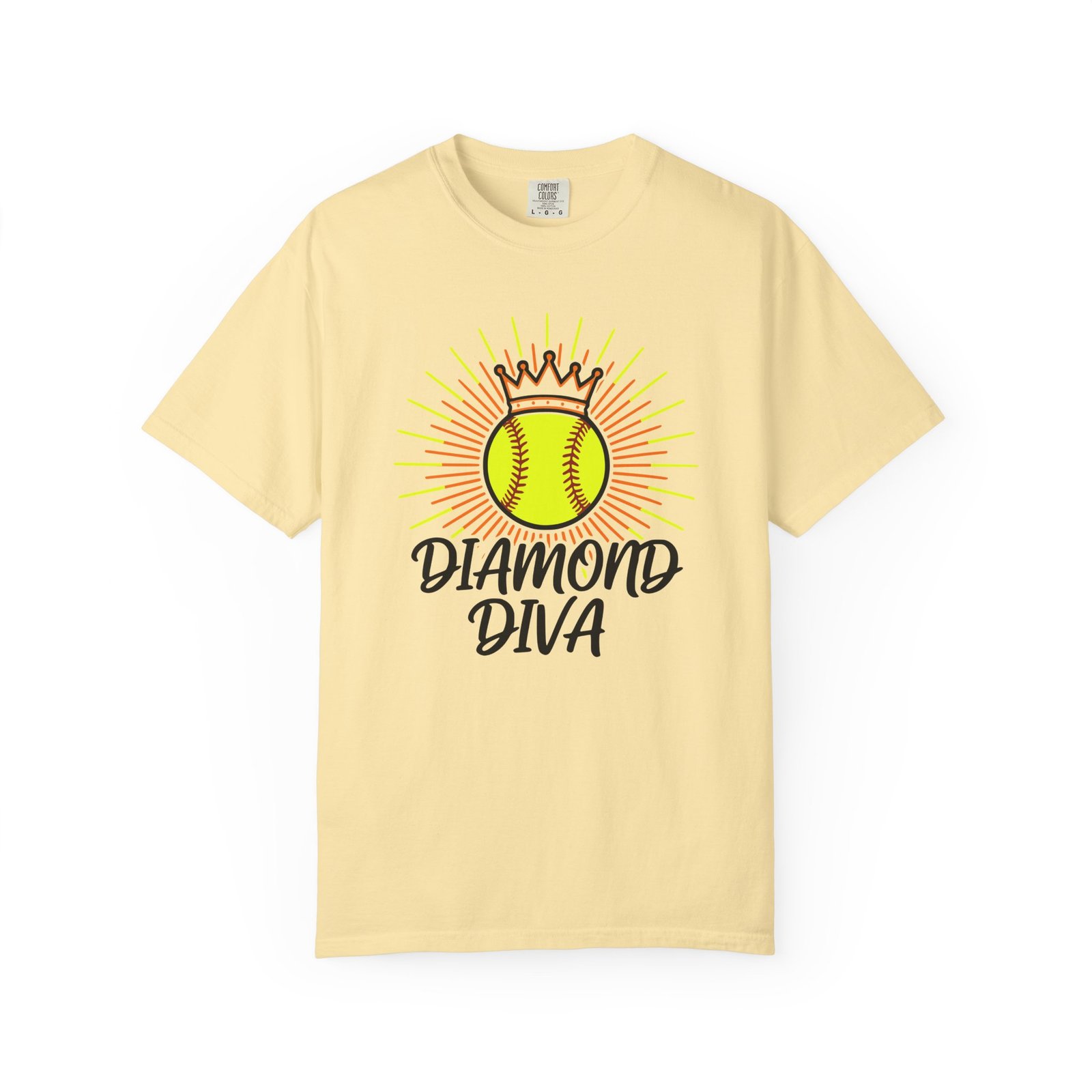 diamond diva softball tee — graphic shirt for players & fans on a comfort colors 1717 t shirt