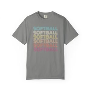 softball retro wave tee — pastel repeating softball graphic on comfort colors 1717 t shirt