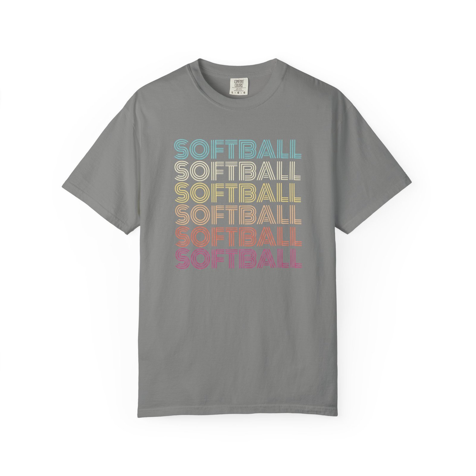 softball retro wave tee — pastel repeating softball graphic on comfort colors 1717 t shirt