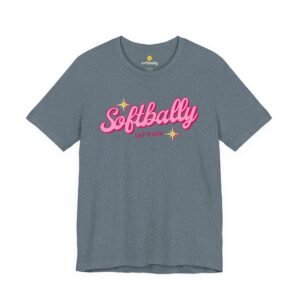 softbally “let’s go!” tee — bubble gum retro softball shirt