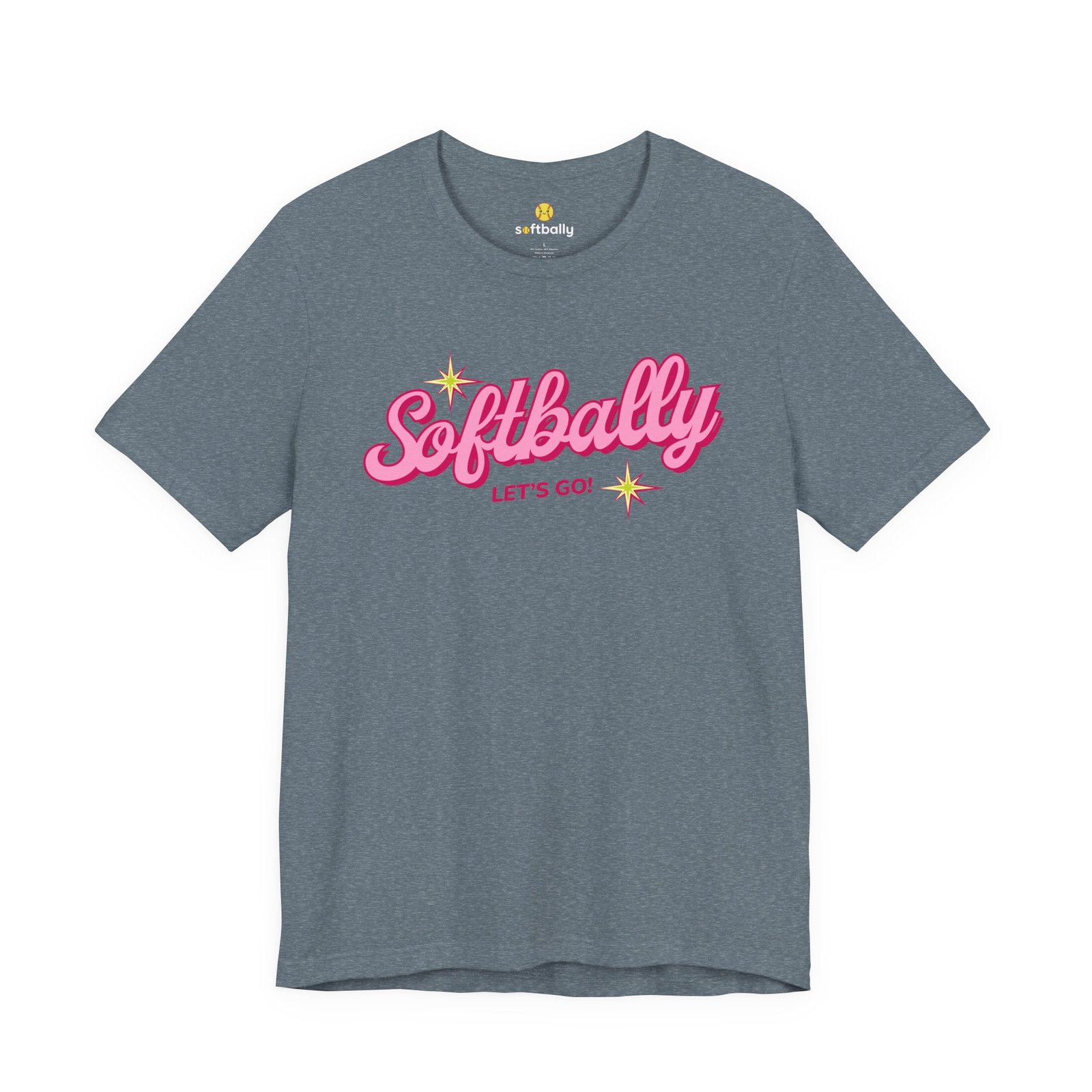 softbally “let’s go!” tee — bubble gum retro softball shirt softbally “let’s go!” tee — bubble gum retro softball shirt