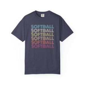 softball retro wave tee — pastel repeating softball graphic on comfort colors 1717 t shirt