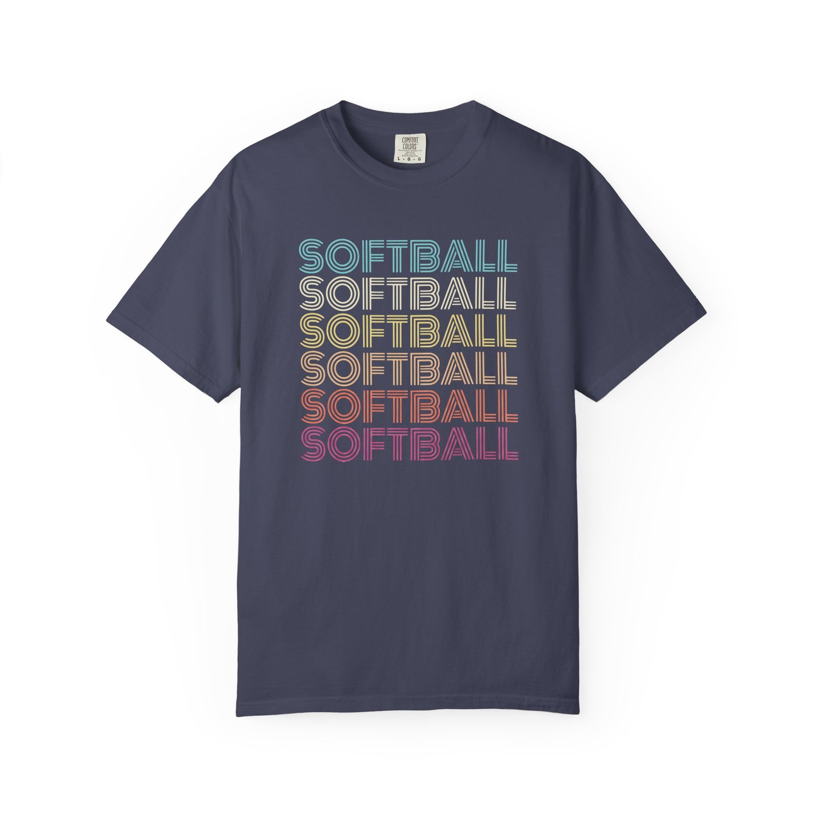 softball retro wave tee — pastel repeating softball graphic on comfort colors 1717 t shirt