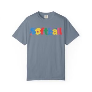 copy of softball colorful kids tee — playful retro lettering softball design on comfort colors 1717 t shirt