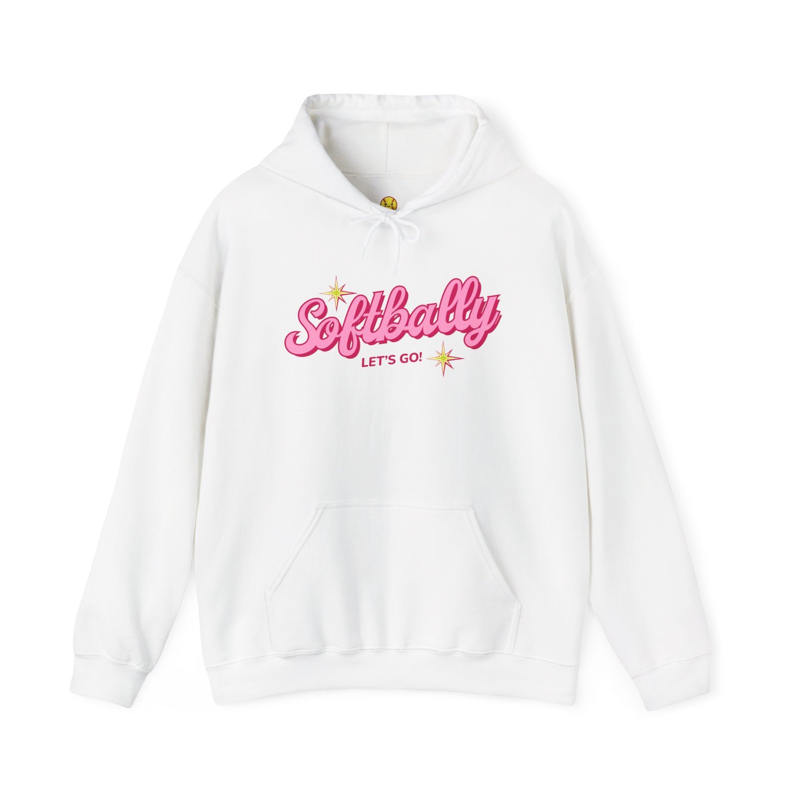 softbally “let’s go!” sweatshirt — bubble gum retro softball sweatshirt