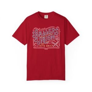 ballers union tee — 'ballers union hits daily' retro neon sign style design on comfort colors 1717 t‑shirt