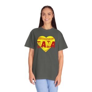 softball heart 'mama' tee — softball mom / mother shirt on comfort colors 1717 t shirt