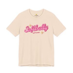 softbally “let’s go!” tee — bubble gum retro softball shirt