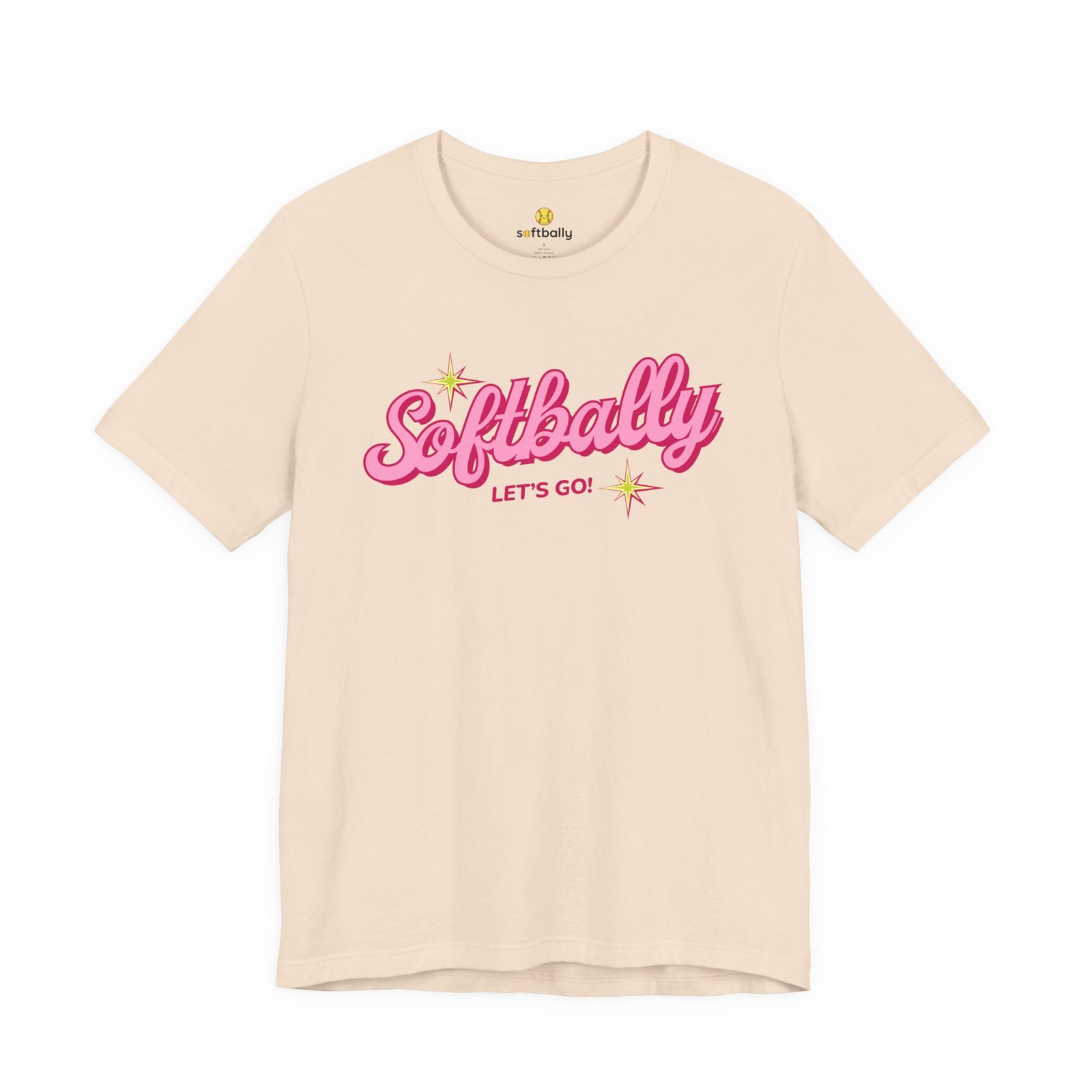 softbally “let’s go!” tee — bubble gum retro softball shirt softbally “let’s go!” tee — bubble gum retro softball shirt