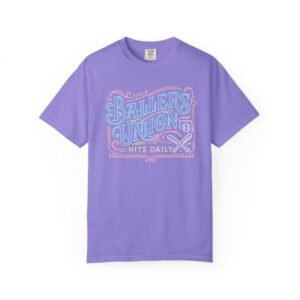 ballers union tee — 'ballers union hits daily' retro neon sign style design on comfort colors 1717 t‑shirt
