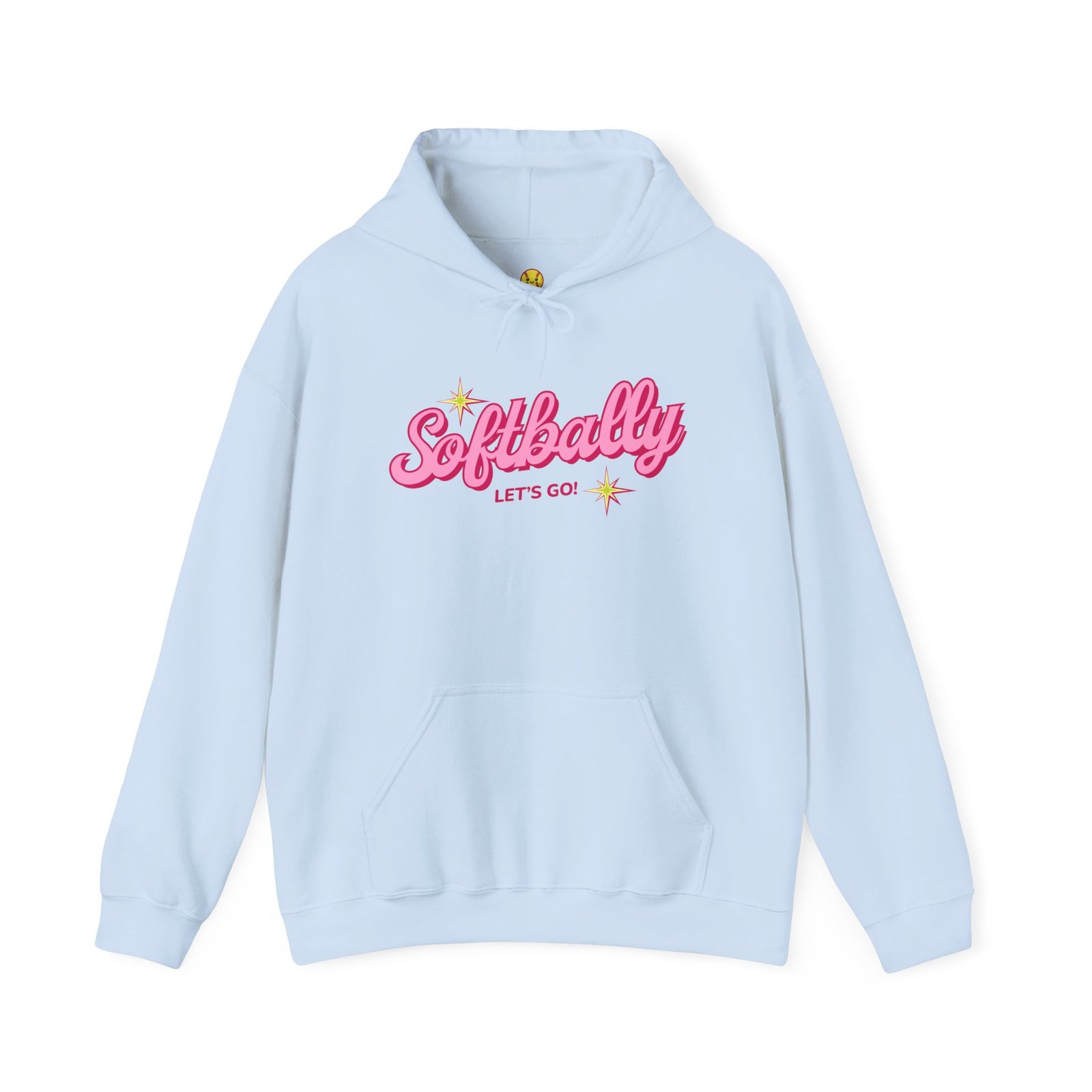 softbally “let’s go!” sweatshirt — bubble gum retro softball sweatshirt