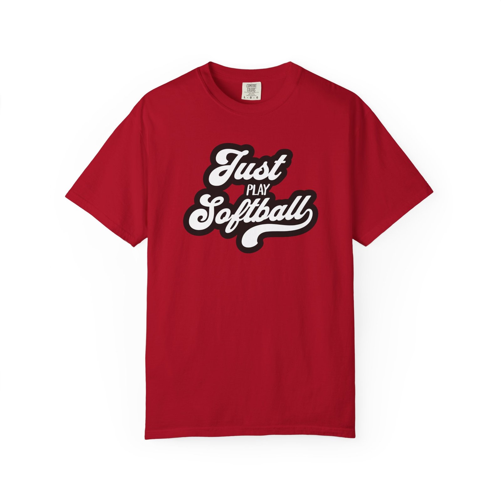 just play softball retro script t‑shirt on comfort colors 1717 tee