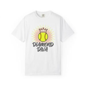 diamond diva softball tee — graphic shirt for players & fans on a comfort colors 1717 t shirt