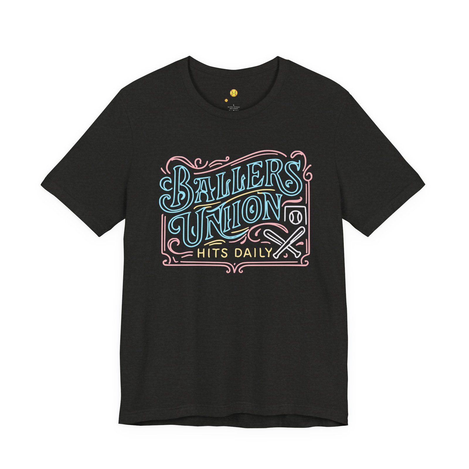 ballers union tee — 'ballers union hits daily' retro neon sign style t‑shirt ballers union tee — 'ballers union hits daily' retro neon sign style t‑shirt