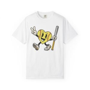 softball heart figure t‑shirt – cute retro softball love design on comfort colors tee