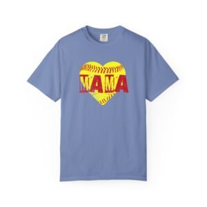 softball heart 'mama' tee — softball mom / mother shirt on comfort colors 1717 t shirt
