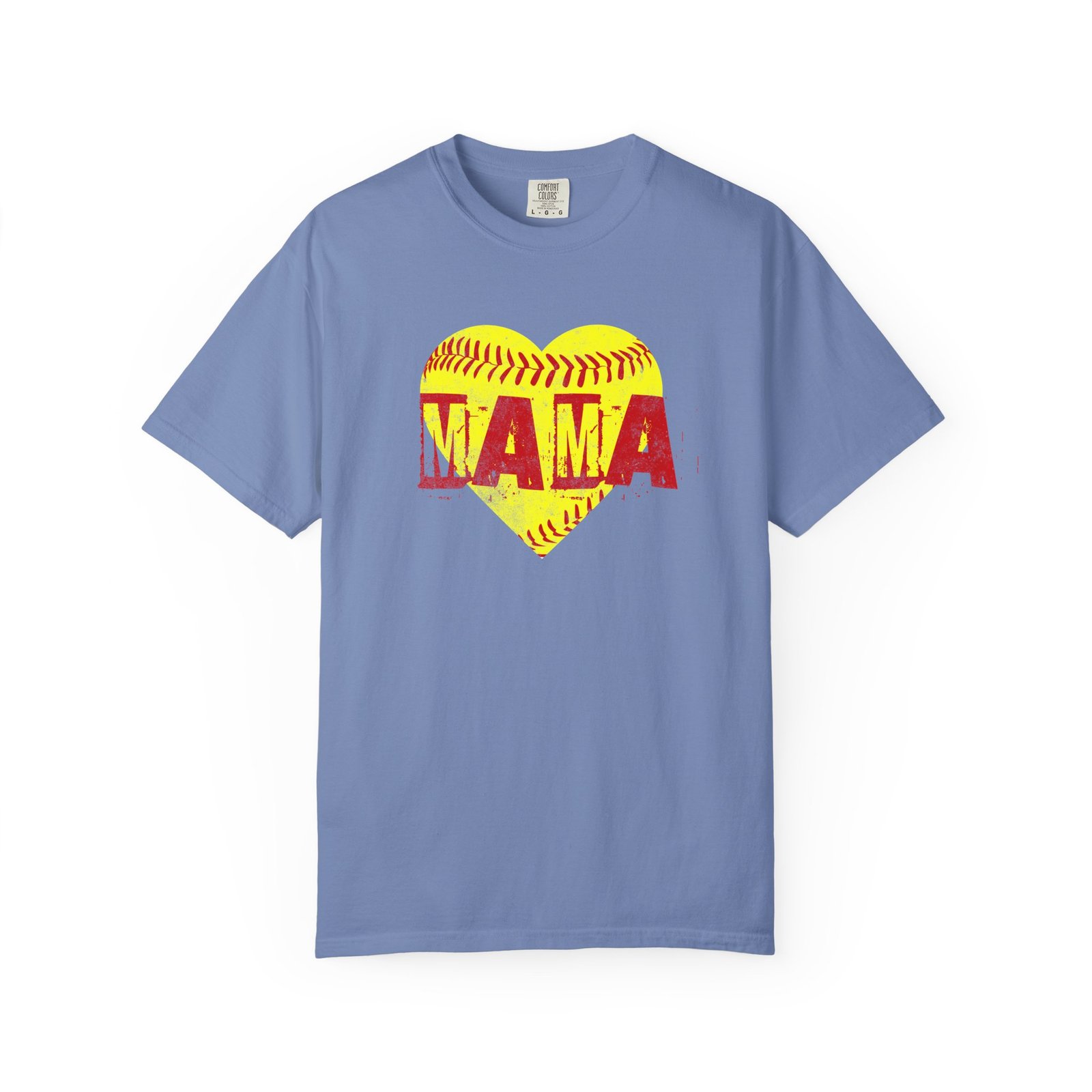 softball heart 'mama' tee — softball mom / mother shirt on comfort colors 1717 t shirt