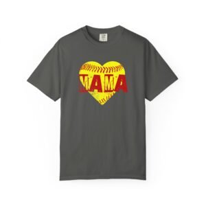 softball heart 'mama' tee — softball mom / mother shirt on comfort colors 1717 t shirt