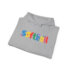 softball colorful hoody — playful retro lettering softball hooded sweatshirt