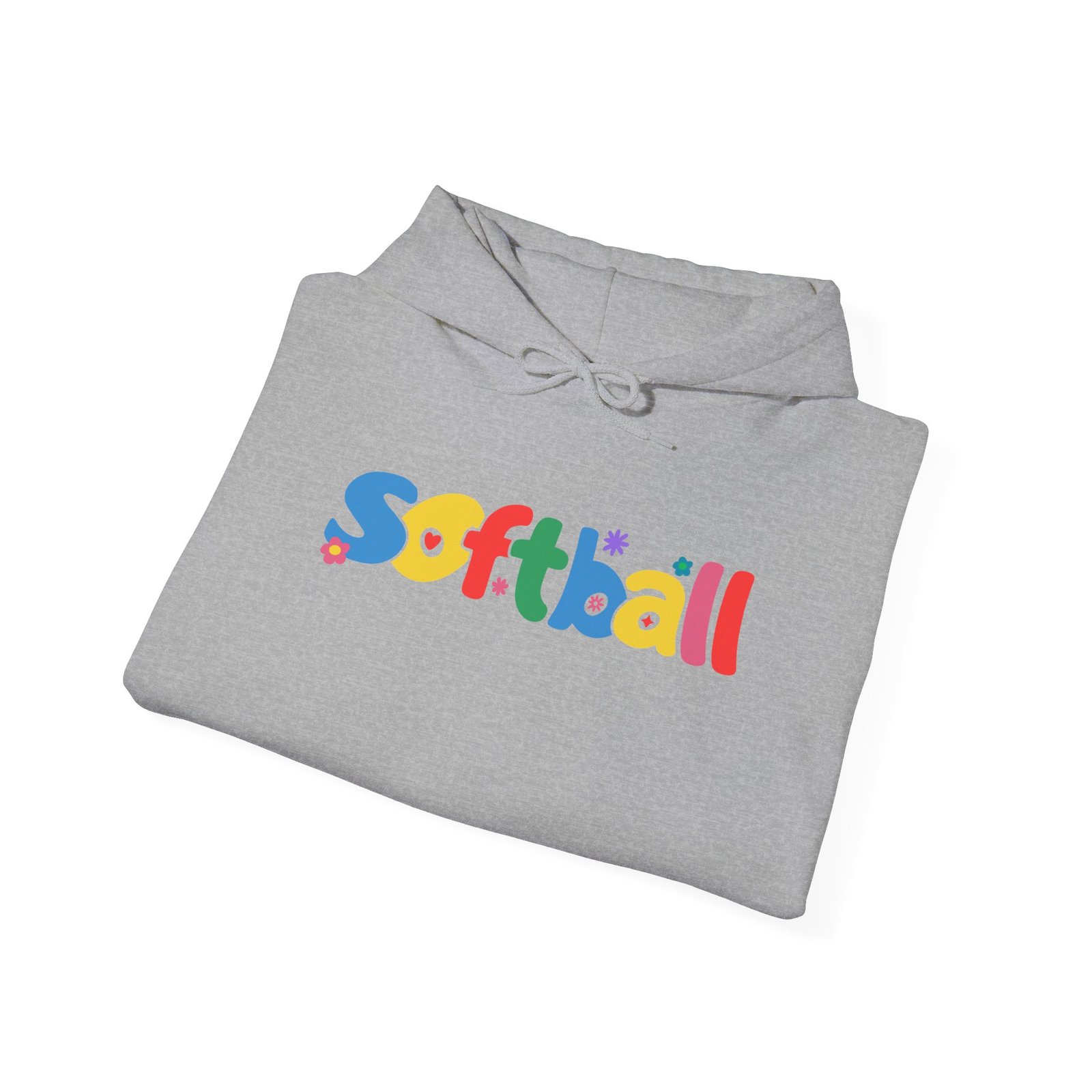 softball colorful hoody — playful retro lettering softball hooded sweatshirt