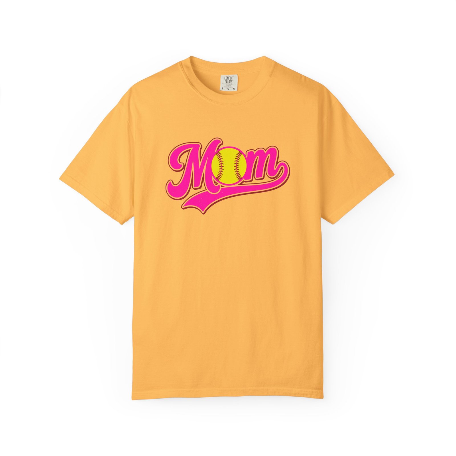 softball mom t shirt pink retro script mom with softball graphic on comfort colors 1717 tee
