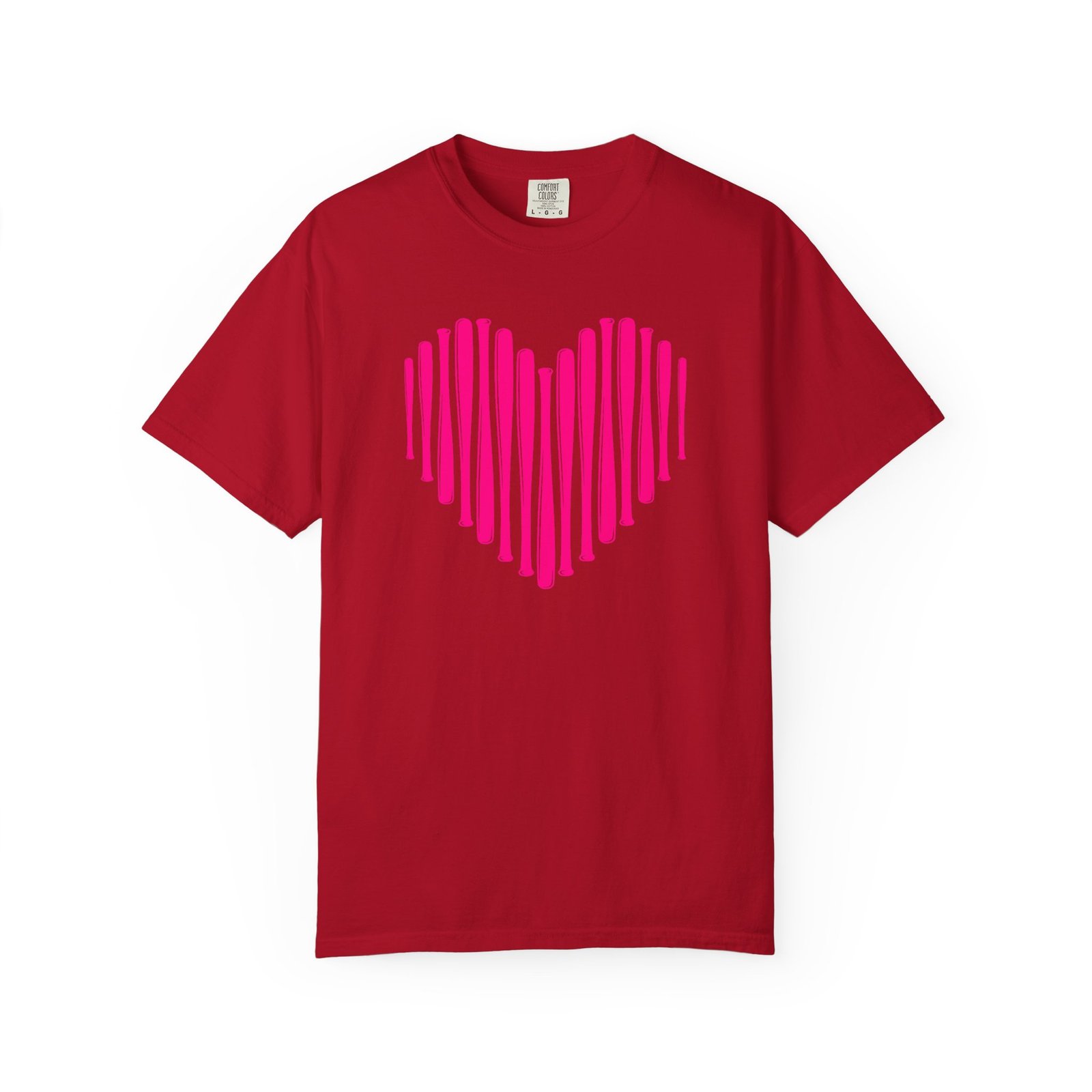 heart bats softball tee pink heart graphic t shirt on comfort colors 1717 shirt