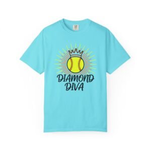 diamond diva softball tee — graphic shirt for players & fans on a comfort colors 1717 t shirt