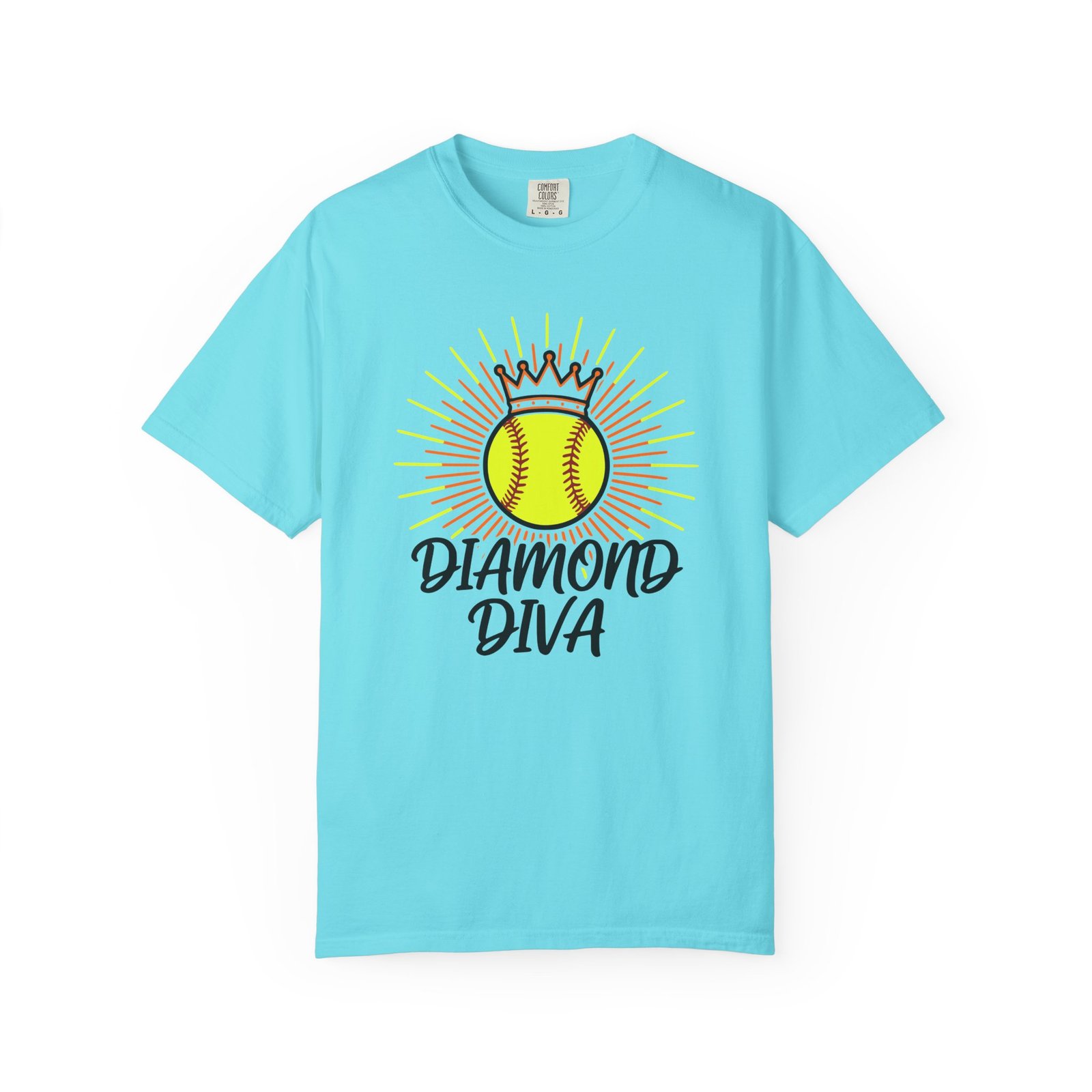 diamond diva softball tee — graphic shirt for players & fans on a comfort colors 1717 t shirt