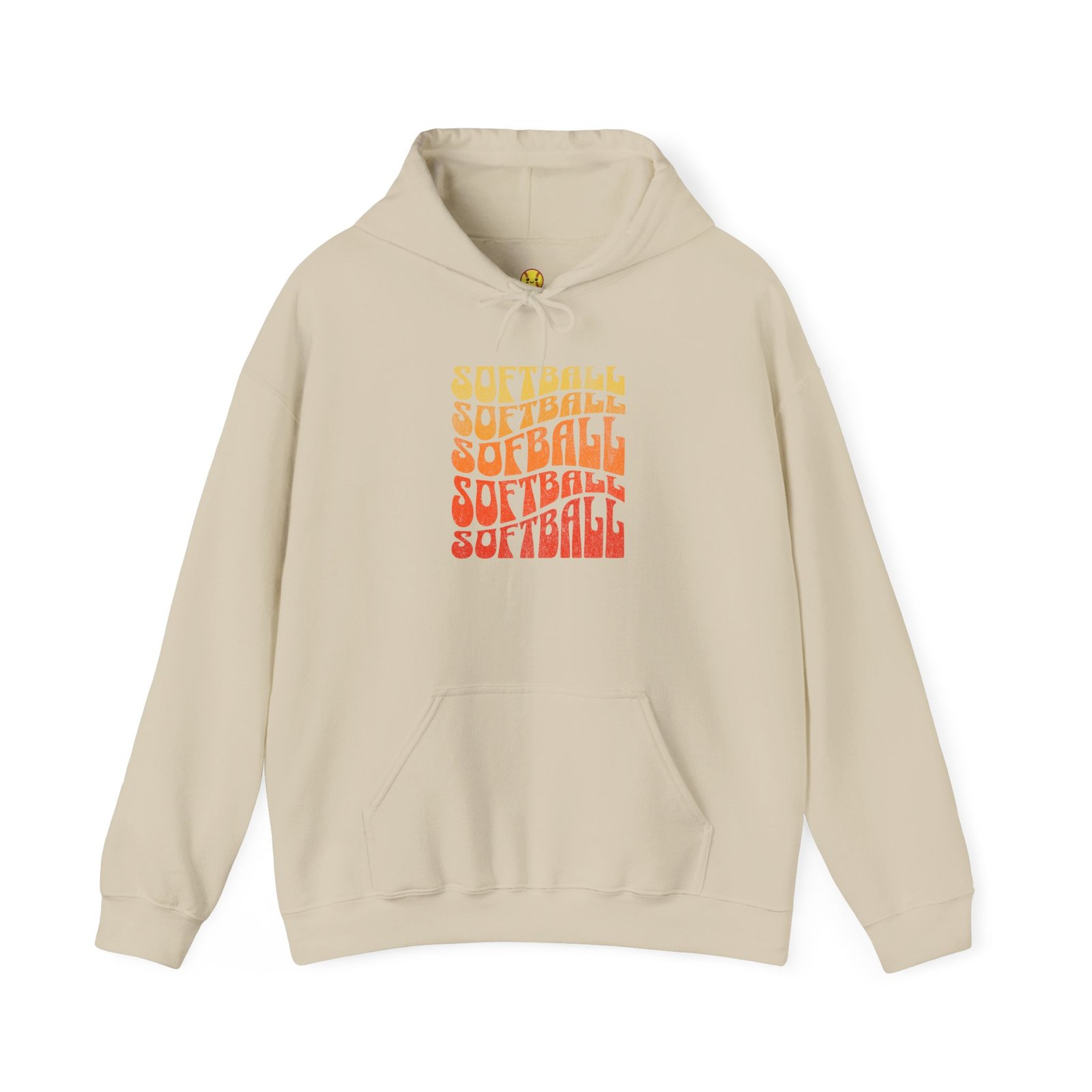 softball retro stack hoodie — vintage sunset gradient softball graphic hooded sweatshirt
