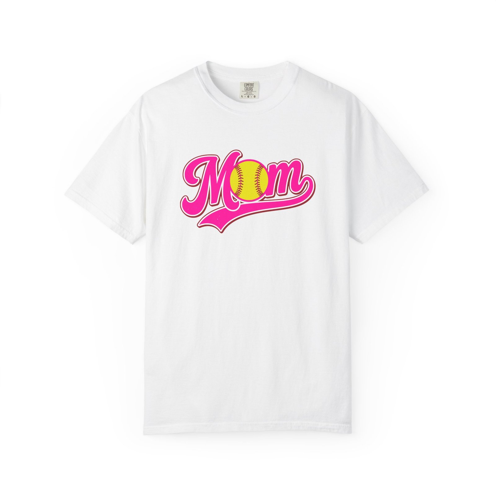 softball mom t shirt pink retro script mom with softball graphic on comfort colors 1717 tee