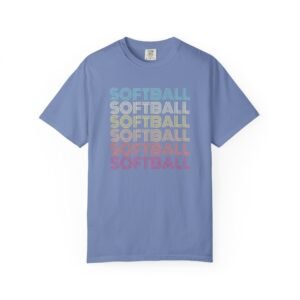 softball retro wave tee — pastel repeating softball graphic on comfort colors 1717 t shirt