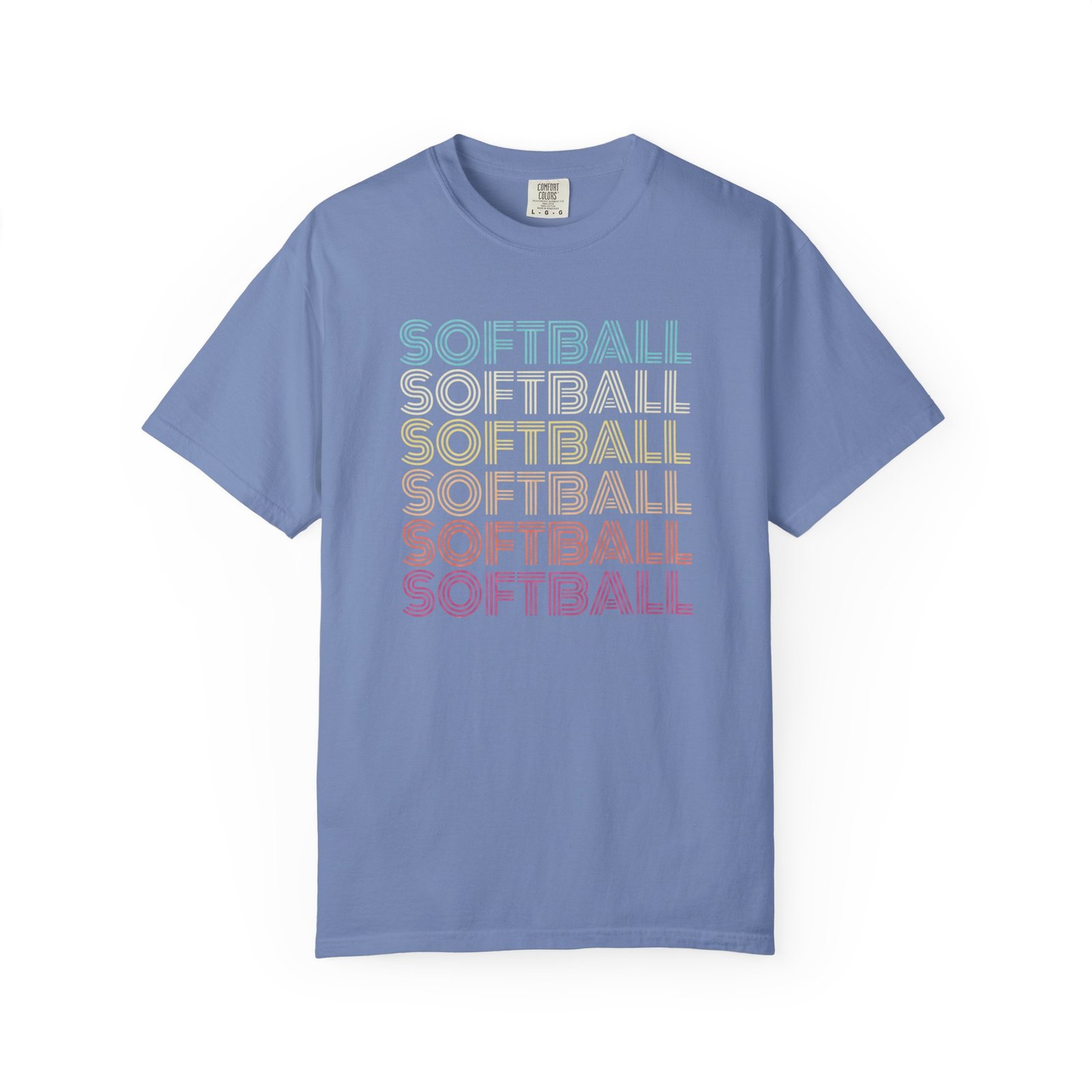 softball retro wave tee — pastel repeating softball graphic on comfort colors 1717 t shirt