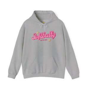 softbally “let’s go!” sweatshirt — bubble gum retro softball sweatshirt