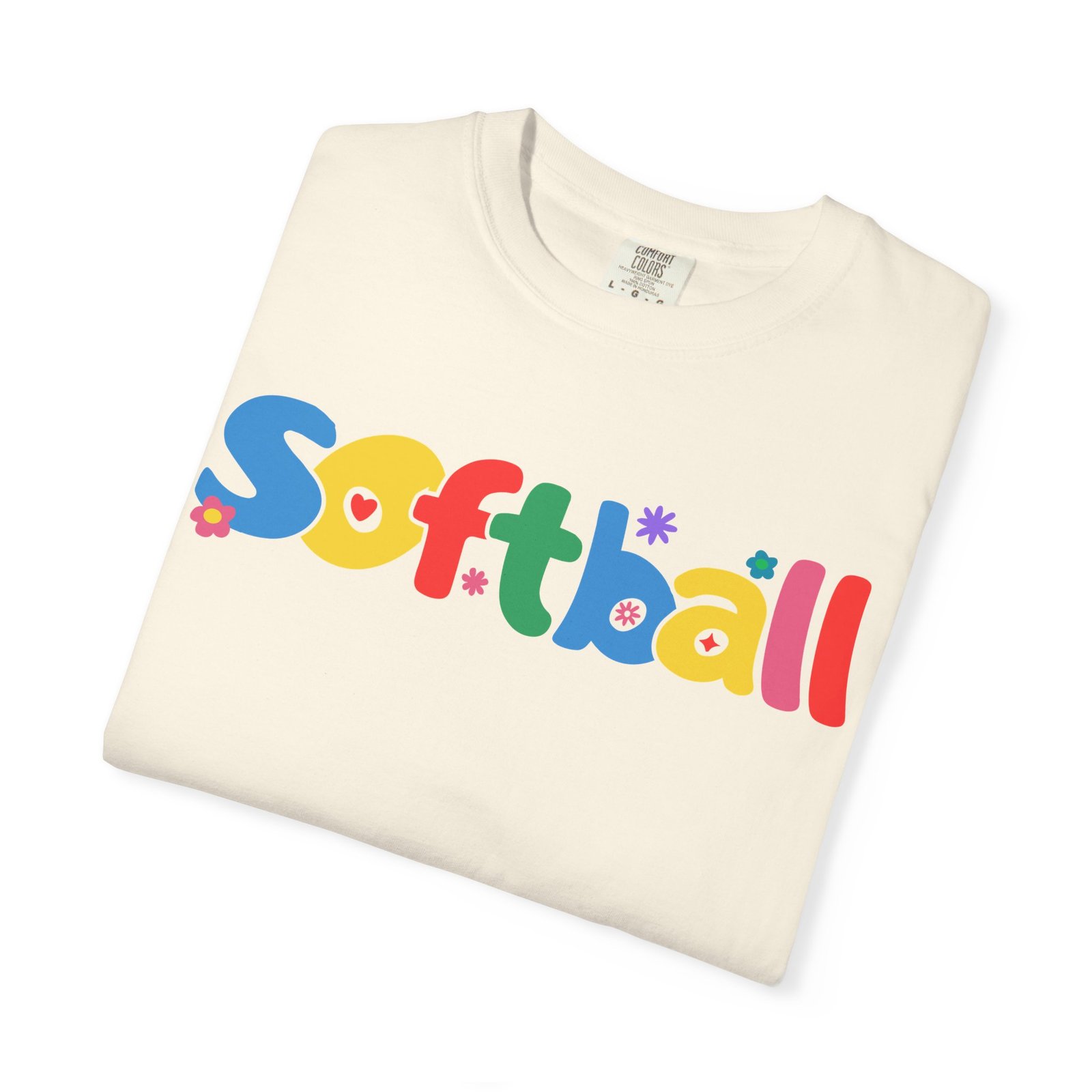 copy of softball colorful kids tee — playful retro lettering softball design on comfort colors 1717 t shirt