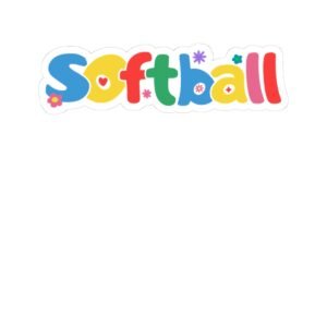 softball colorful logo kiss cut sticker