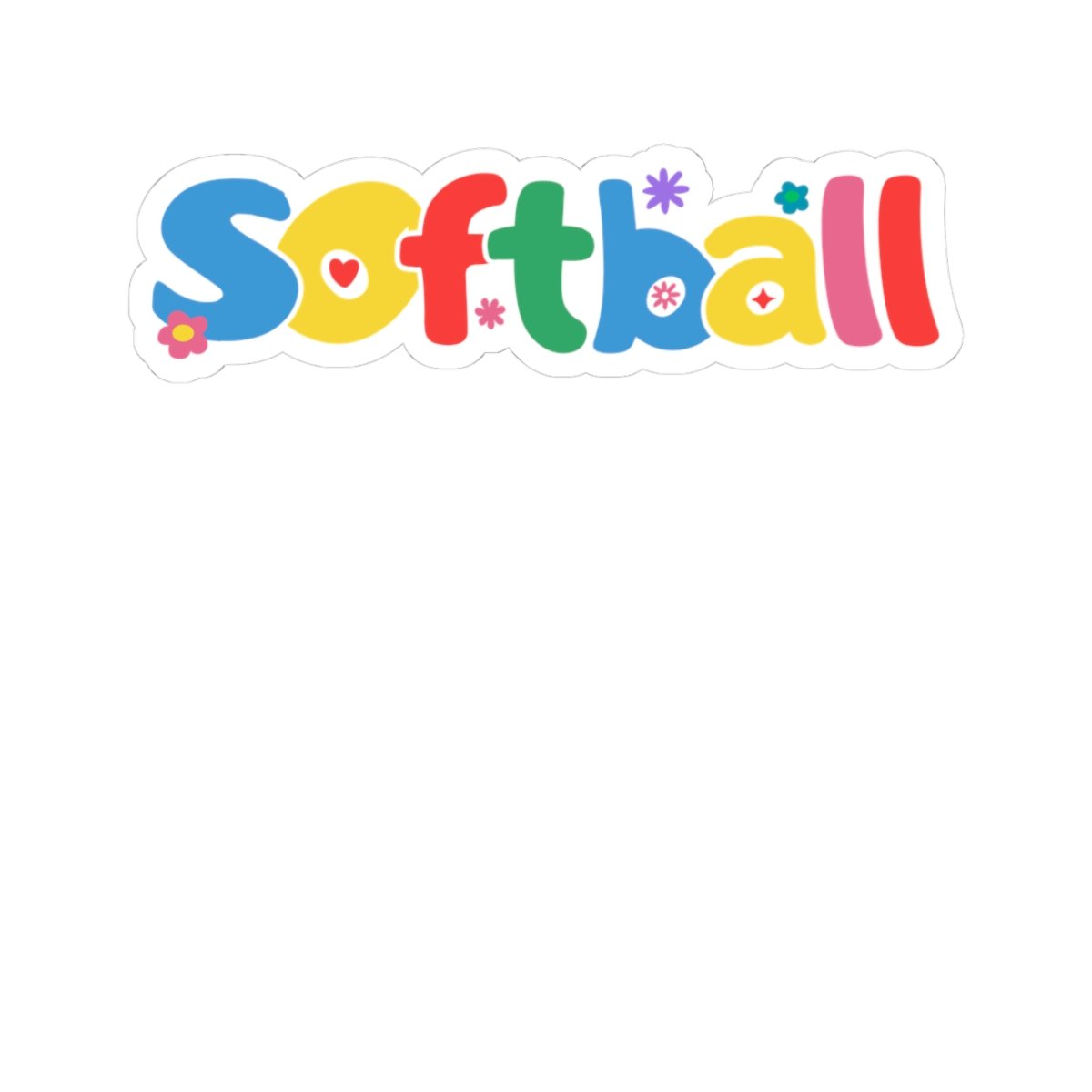 softball colorful logo kiss cut sticker