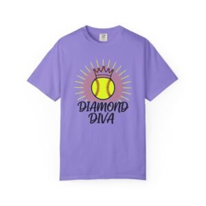 diamond diva softball tee — graphic shirt for players & fans on a comfort colors 1717 t shirt