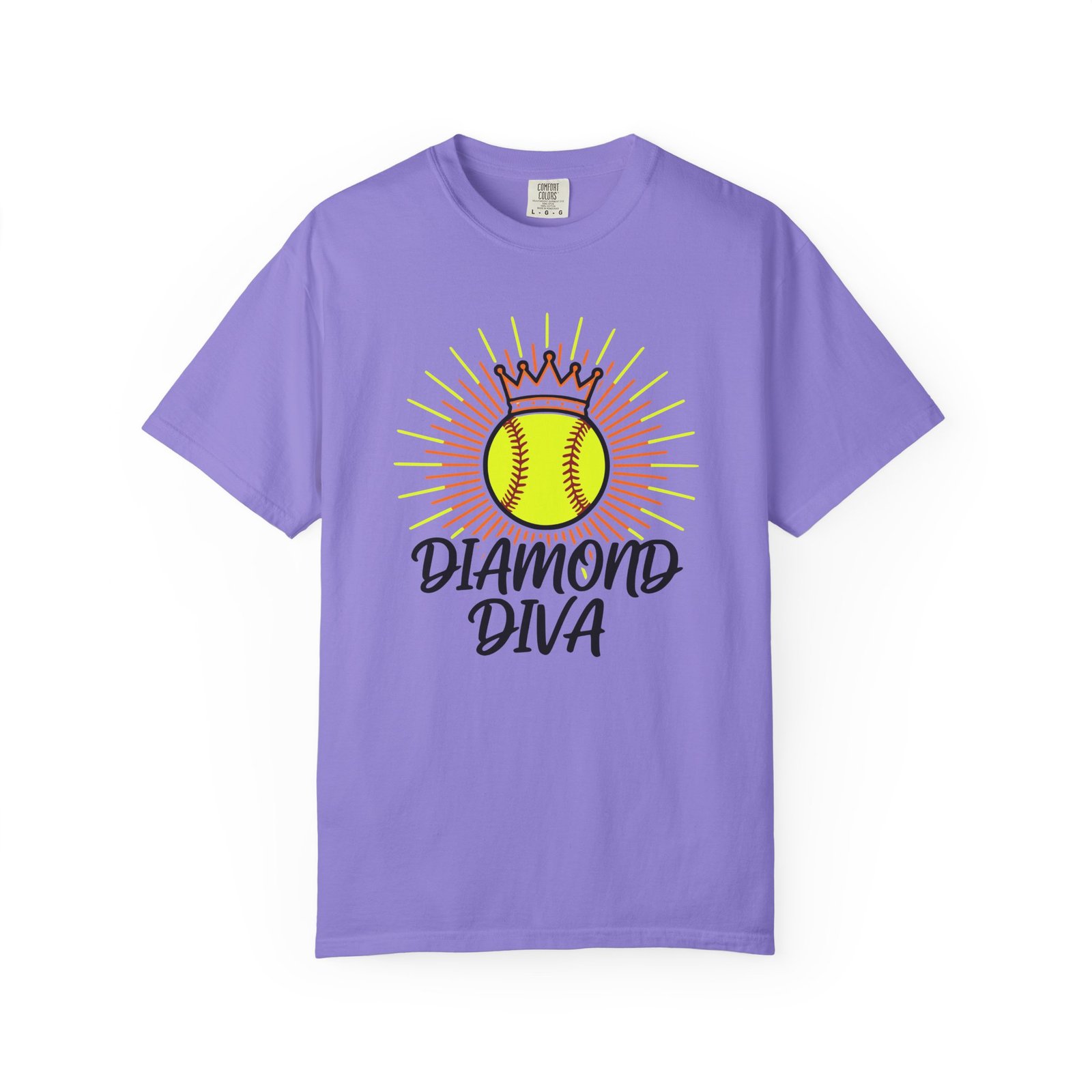 diamond diva softball tee — graphic shirt for players & fans on a comfort colors 1717 t shirt