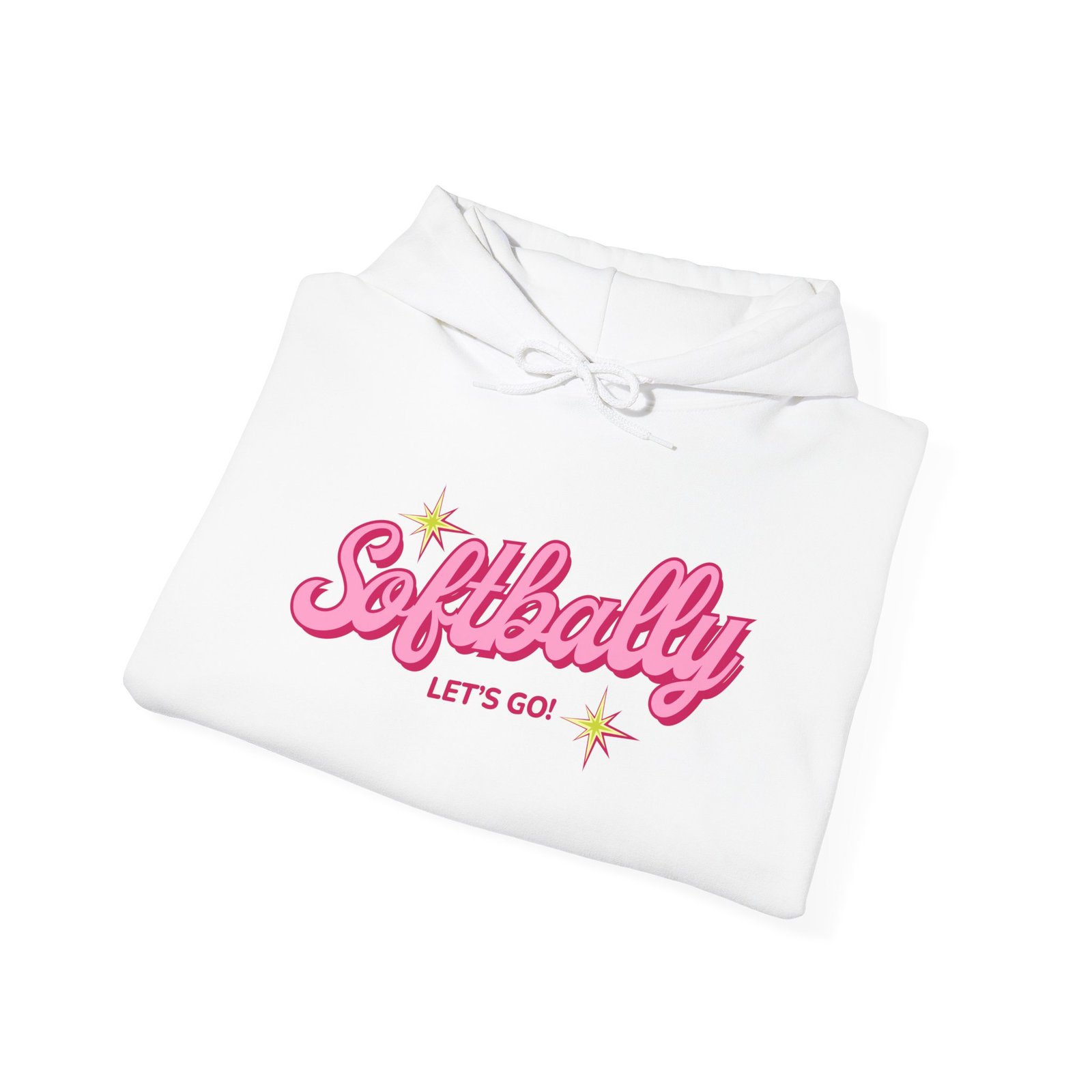 softbally “let’s go!” sweatshirt — bubble gum retro softball sweatshirt
