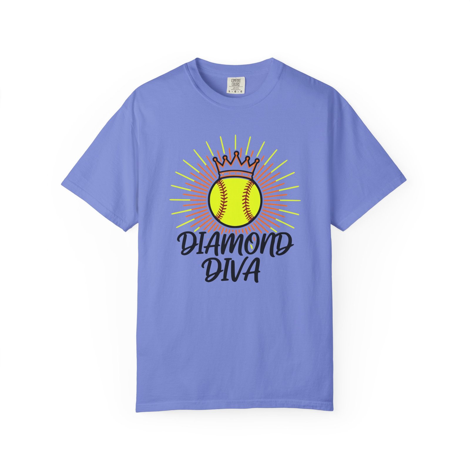 diamond diva softball tee — graphic shirt for players & fans on a comfort colors 1717 t shirt