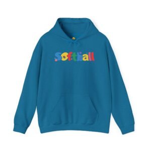 softball colorful hoody — playful retro lettering softball hooded sweatshirt