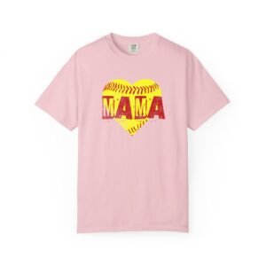 softball heart 'mama' tee — softball mom / mother shirt on comfort colors 1717 t shirt