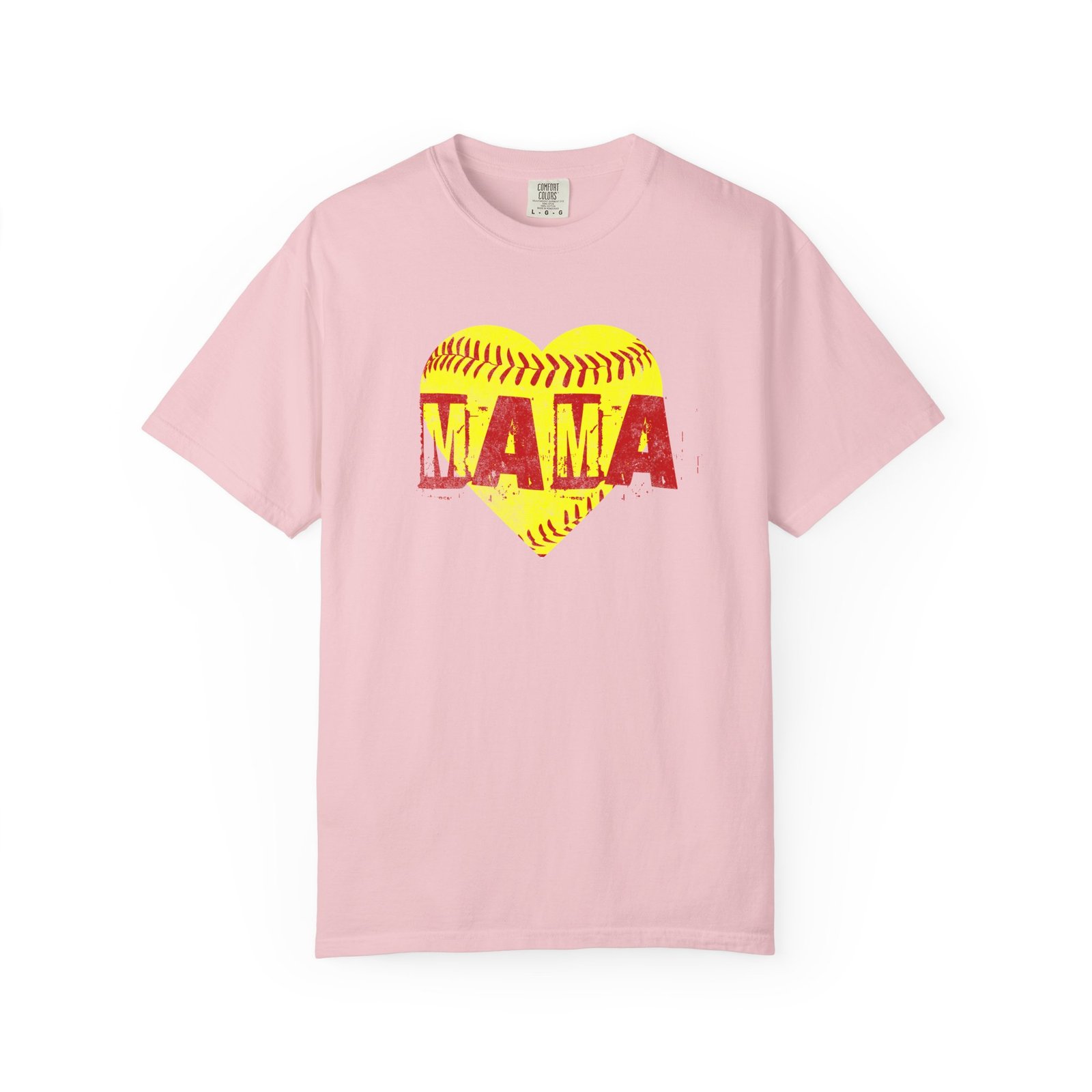 softball heart 'mama' tee — softball mom / mother shirt on comfort colors 1717 t shirt