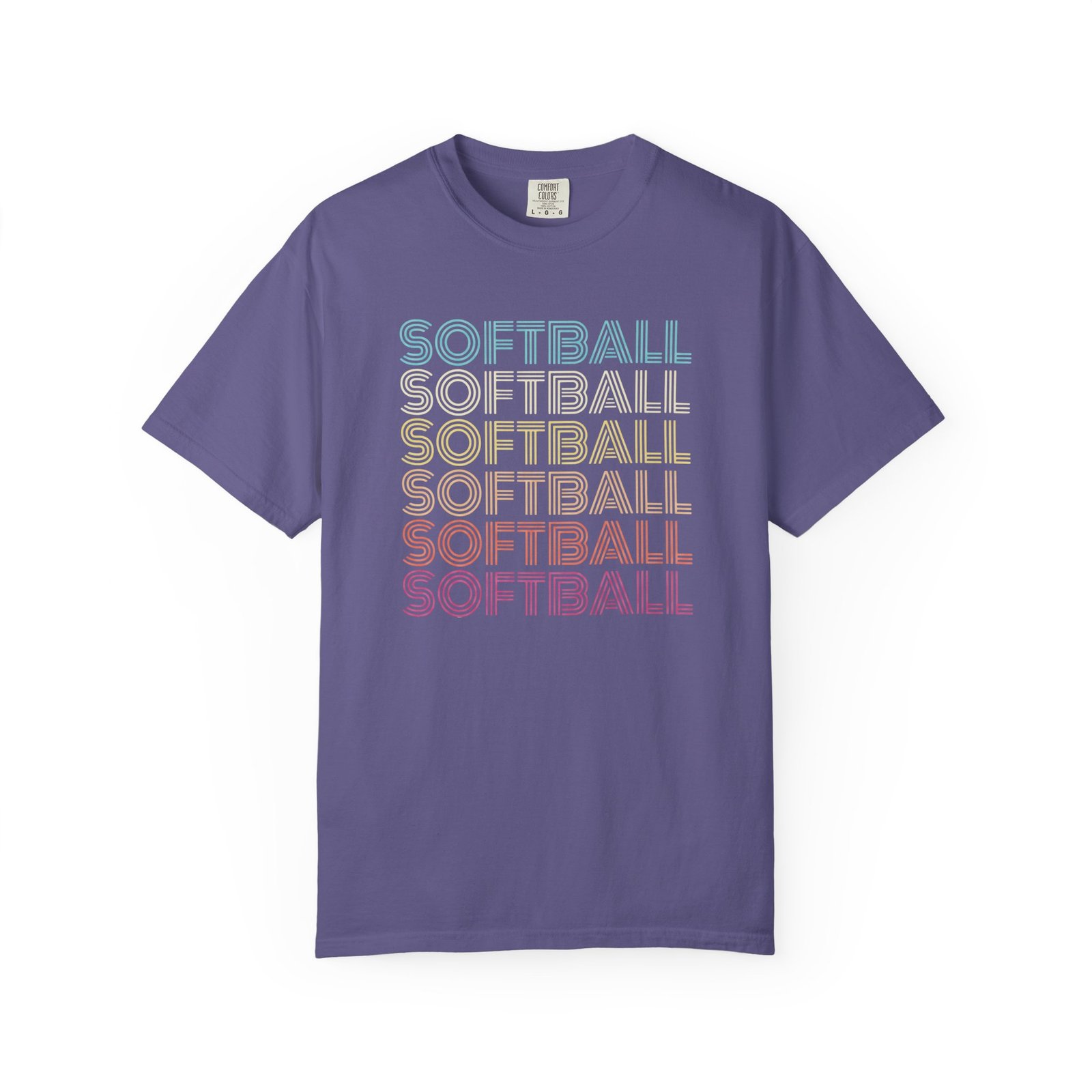 softball retro wave tee — pastel repeating softball graphic on comfort colors 1717 t shirt