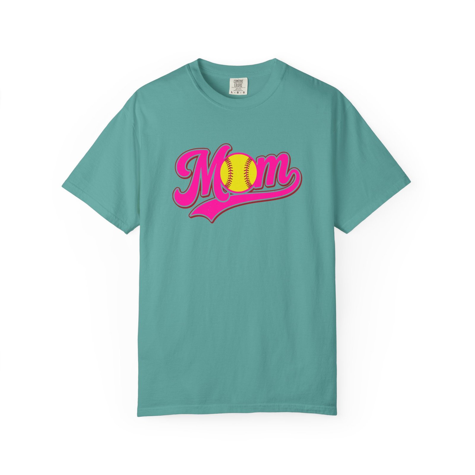 softball mom t shirt pink retro script mom with softball graphic on comfort colors 1717 tee