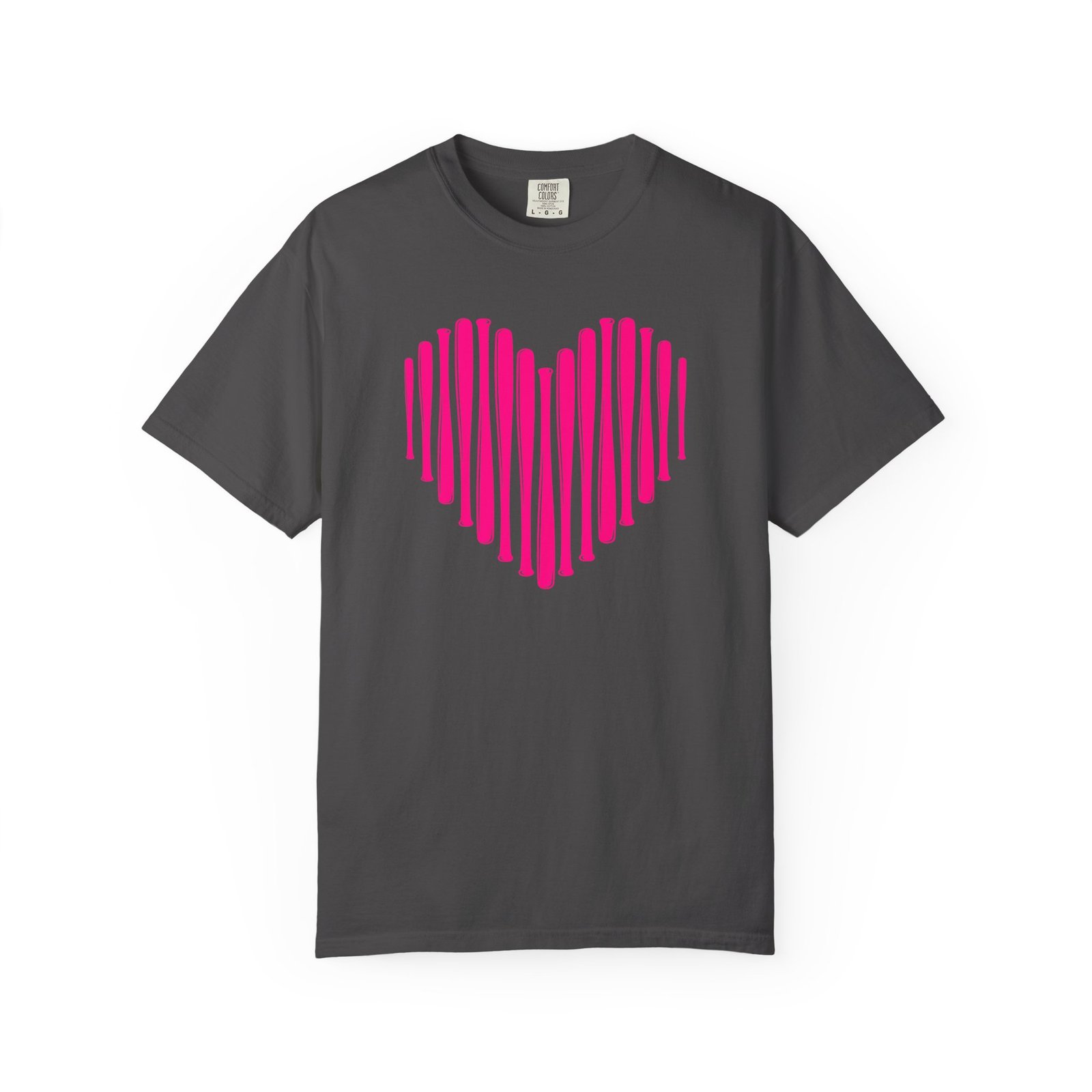 heart bats softball tee pink heart graphic t shirt on comfort colors 1717 shirt